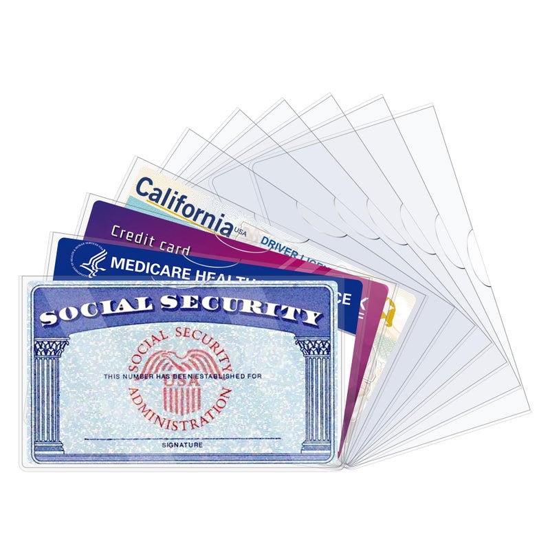 LIEMAND 10 Pack Social Security Card Protector Sleeves/New Medicare Card Protector Sleeve/Credit Card Holder,31 Mil Soft Clear Card Sleeves for Waterproof SSN Card Protector/Credit Card Cover - Image 1